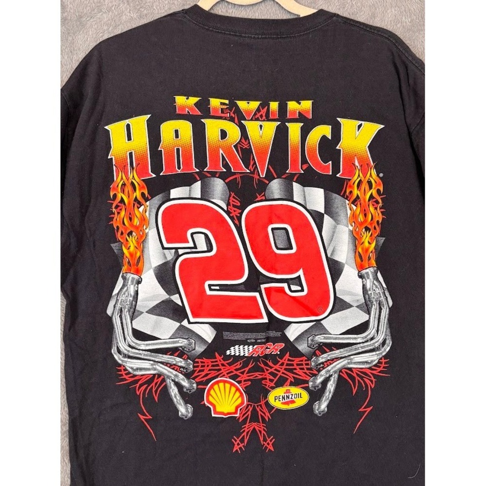 Kevin Harvick 29 Shell Pennzoil Racing T-Shirt Mens Large Delta Pro Weight Black
